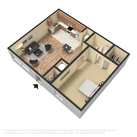 a floor plan of a home with a bedroom and a living room